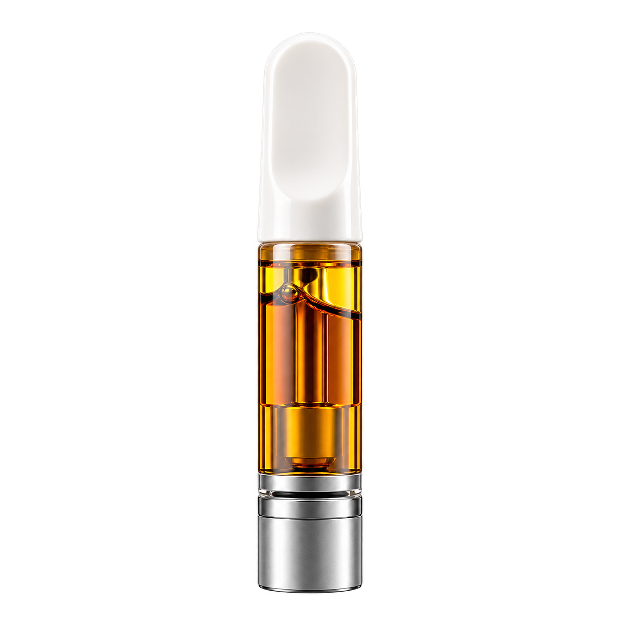 Glass vaporizer cartridge filled with amber oil